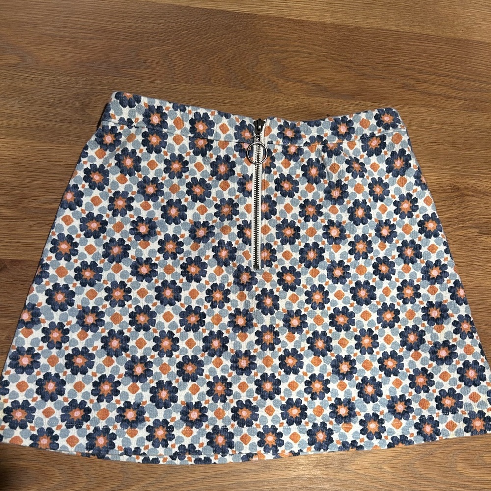 Abercrombie & Fitch Blue and Orange Floral Mini Skirt